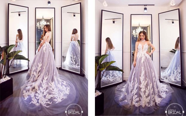 Top 10 váy cưới màu xanh dương đẹp thanh nhã cho cô dâu