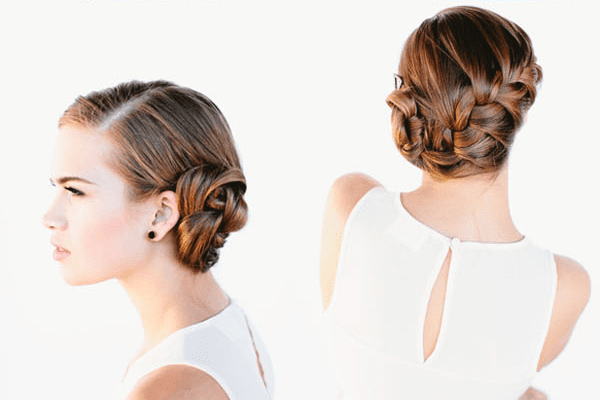 Tết tóc cô dâu: Tóc tết búi lệch thấp 4
