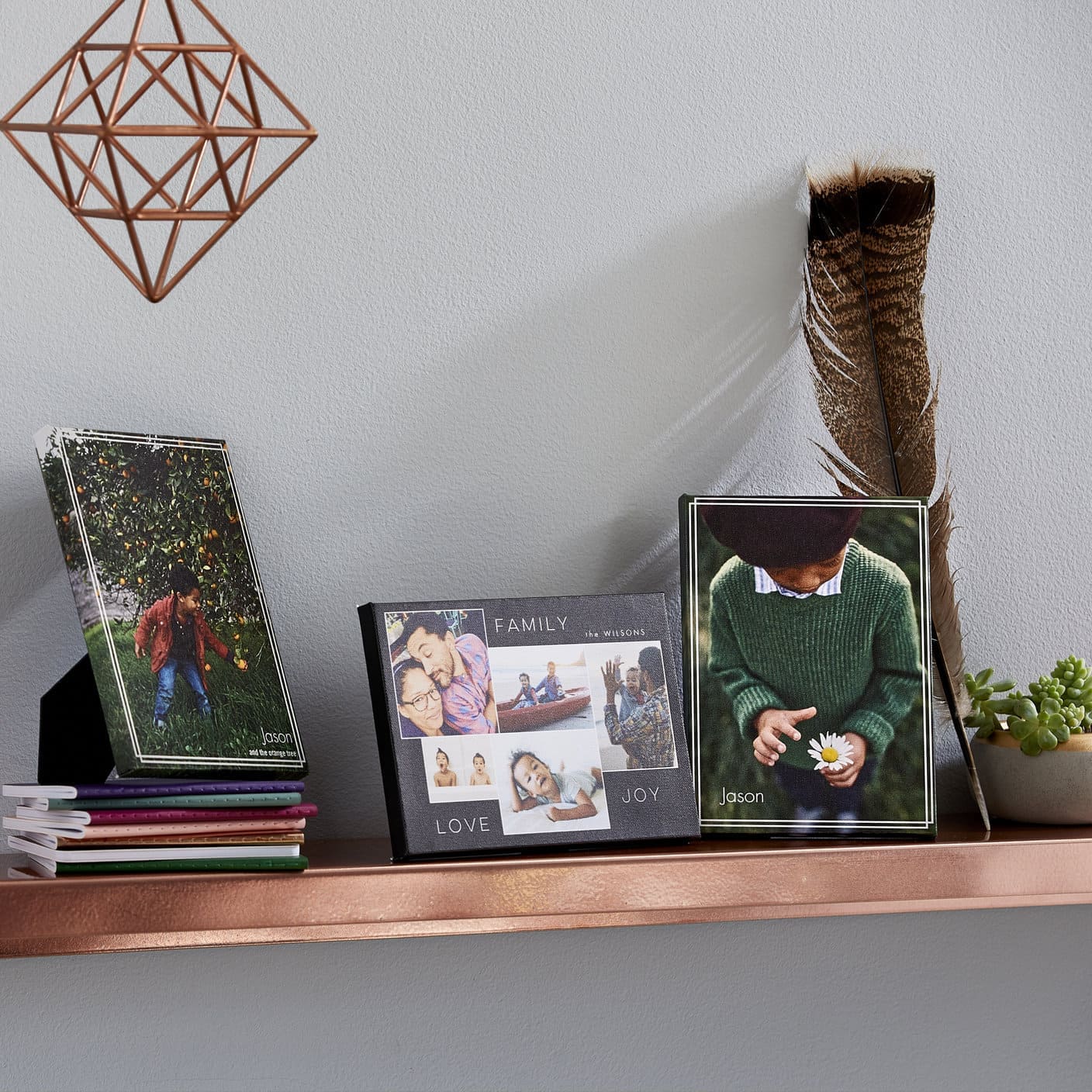 shelf with personalized art