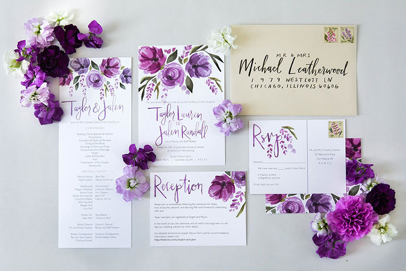 7 cách sử dụng màu ultra violet làm màu sắc đám cưới của bạn